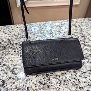 Tumi black leather crossbody
